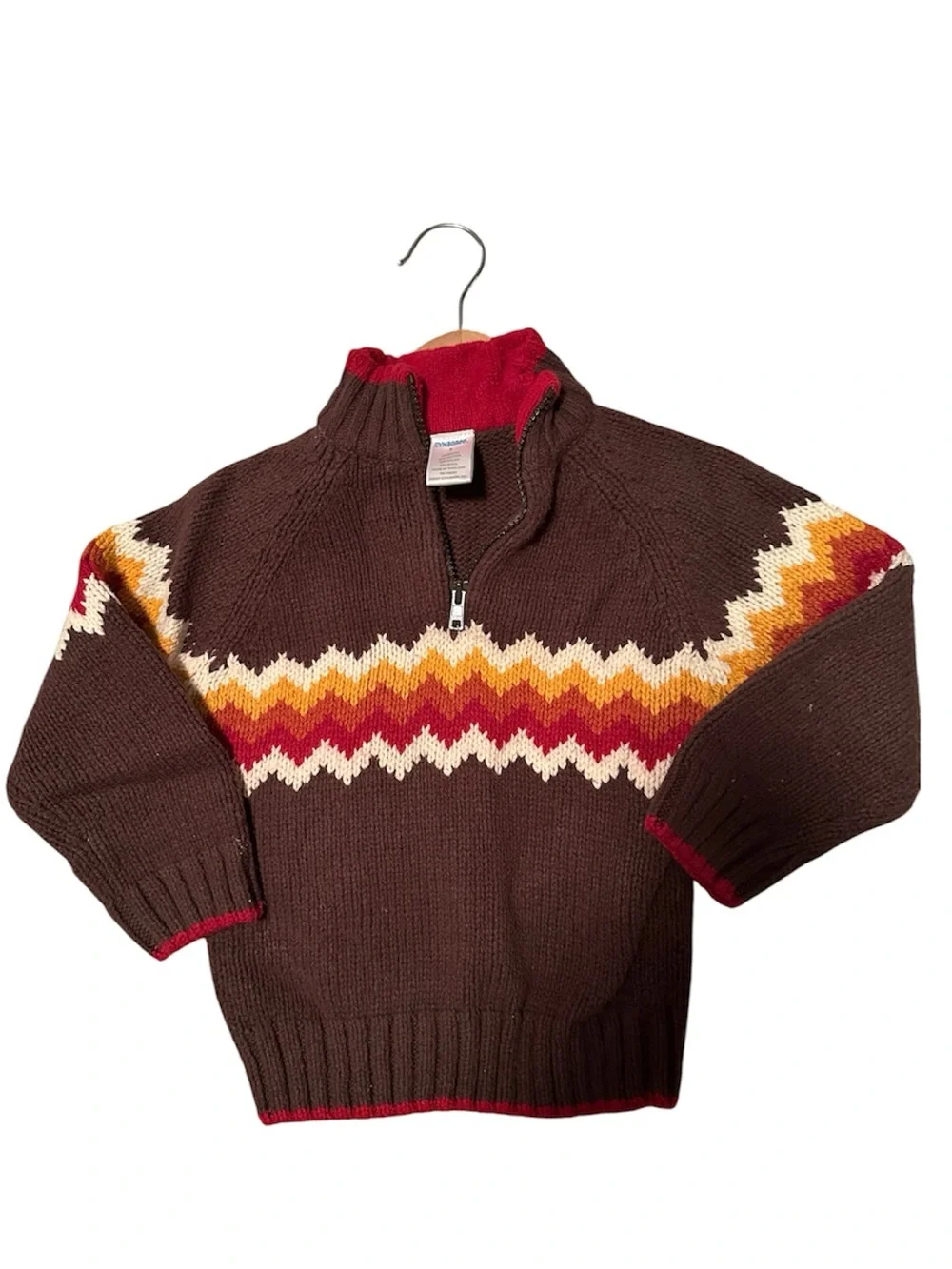 Gymboree Brown Fair Isle Half-Zip Sweater-Size 3